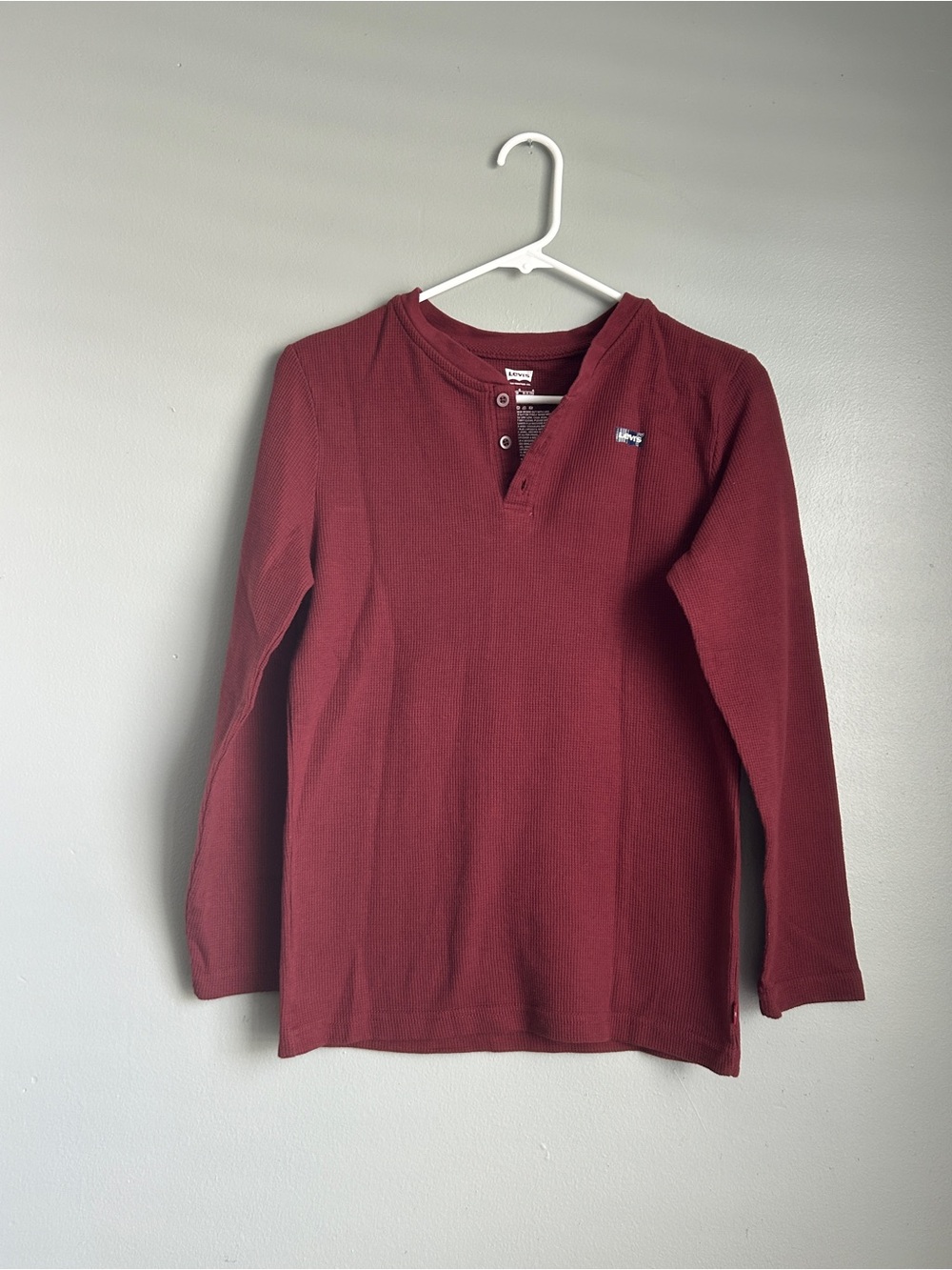 Levi's Ribbed Henley Top - Deep Red
